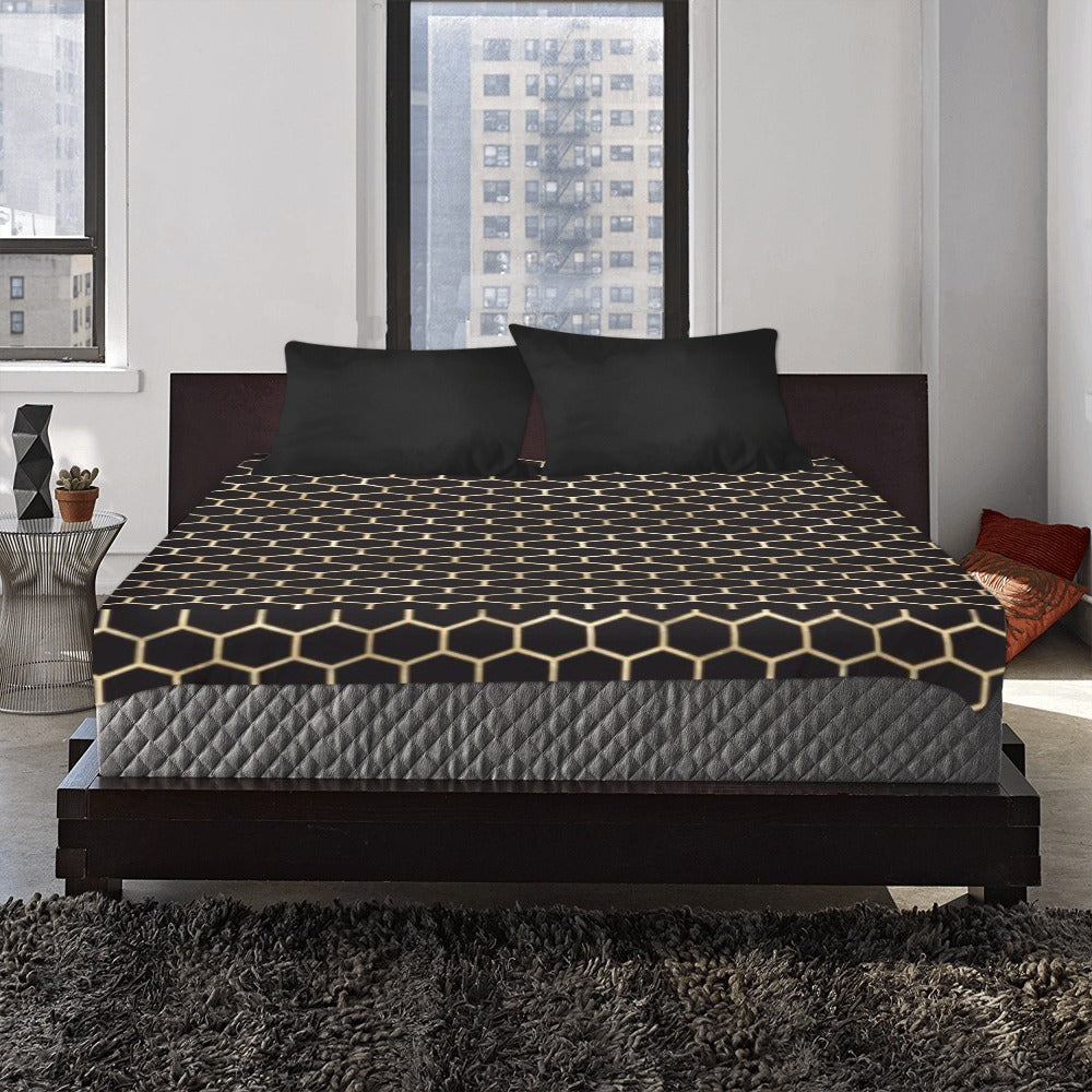 Black Honey Comb 3-Piece Bedding Set